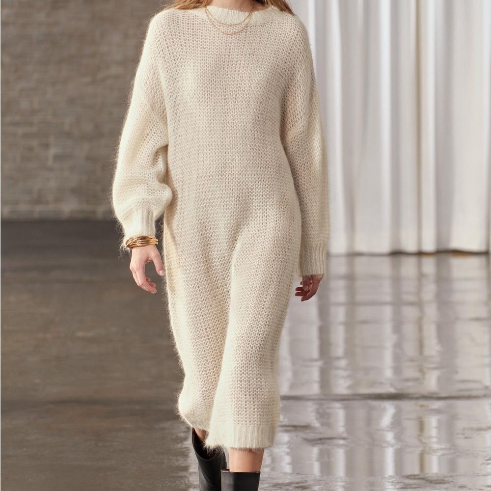 ZARA ALPACA BLEND OVERSIZED KNIT DRESS - Picture 5 of 5